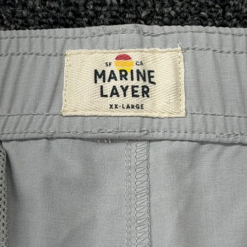 Marine Layer Mens XXL Swim Trunks Gray Blue Stripe Lined Board Shorts Beach 2024